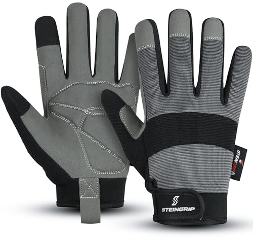 STEINGRIP® OakGuard Air Gartenhandschuhe Damen Herren Arbeitshandschuhe Atmungsaktiv Robust Allround Handschuhe mit Verstärkter Handfläche Touchscreen für Gartenarbeit DIY Werkstatt Outdoor (S)