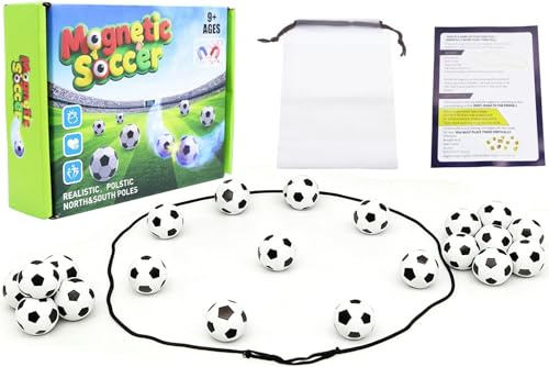 Juego de Mesa Ajedrez Magnético, Ajedrez Magnético (20 imanes) + 1* Bolsa + 1*Cuerda - Juegos de Mesa Imanes, Tablero de Ajedrezs Portátil para Familiares y Amigos Fiesta Viaje Acampar, Fútbol