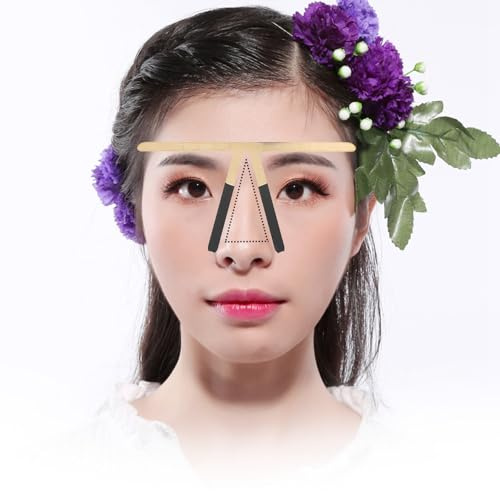 Generic Ögonbrynsformande Återanvändbar Tatueringslinjal för Exakt Makeup, Symmetriska Bryn, Legeringsmätverktyg för Lämplig ögonbrynsform, Lila/grön/blå/guld, 5,5 X 2,8, 1 St för Profes (Guld)