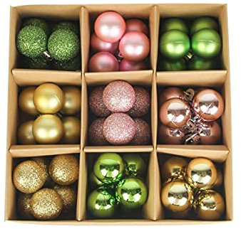 Bodhi2000 54 Stück/Set Weihnachtskugeln Exquisite Bruchsichere Weihnachtsbaum Anhänger Weihnachtskugel Geschenkbox Set Home Party Hochzeit Dekorations-D