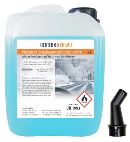 Richter Chemie 5 Liter Premium Scheibenfrostschutz -30°C Fertigmix Auto Scheibenwaschanlage Citrus Duft