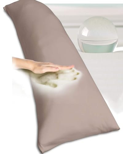 Traumreiter Seitenschläferkissen mit Bezug Baumwolle, orthopädisches Memory Foam Kissen Visco für Seitenschläfer, ca. 140x40 langes Lagerungskissen Erwachsene Side Sleeper Body Pillow (Leinen)
