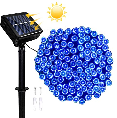 Micacorn Solar Lichterkette Aussen, Wasserdichte Lichterkette 10 Meter 8 Modi 100 LED Solar Lichterkette für Garten Hochzeits Terrassen Bäume Party Weihnachten Dekoration