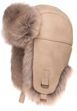 Futrzane Trapperhut aus Leder - Fliegermütze Damen - Russische Mütze Uschanka