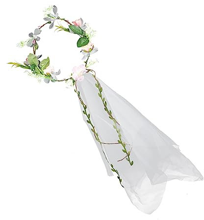 BELLIFFY Braut Blumenkranz Schleier Für Damen Hochzeitskopfschmuck Girlanden Stirnband Aus Langlebigem Material Mit Einer Schönen Versehen