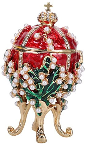 SAFIGLE Wooden Flower Egg Jewelry Box Ring Storage Wedding Decor Ring Box for Couples Desktop Organizer