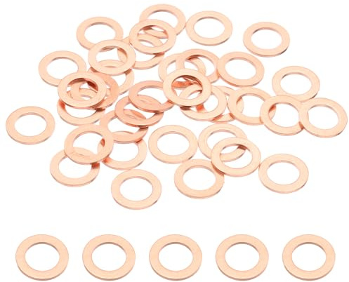 PATIKIL 35Pz Rondelle Rame M8, Rondelle Piatte in Rame M8x13x1mm Kit Rondella Tenuta Assortimento Metallo, Tappo di Scarico olio Anello di Guarnizione per Autoveicoli, Viti e Bulloni