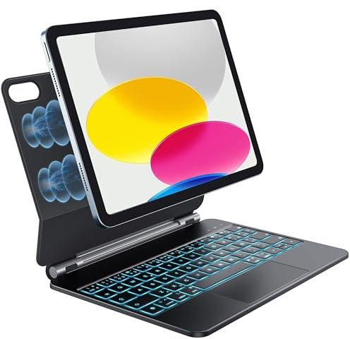 Earto Magic-Style Teclado para iPad 11 Generación A16 2025/10 Generación 2022, Piel Antimanchas, Retroiluminación de 7 Colores, Magnético Flotante Diseño para iPad 10/11 Gen, Español Ñ, Negro