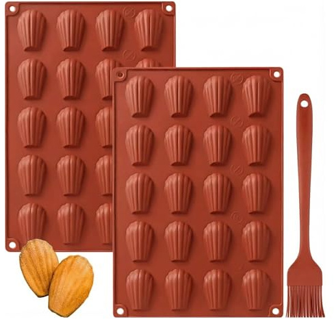 YXHZVON 2 Pezzi Stampo Madeleine, 20 Fori Forme per Madeleine Antiaderente, Stampi per Madeleines in Silicone per Torta Cioccolato Gelatina, Cioccolato per Fai da Te