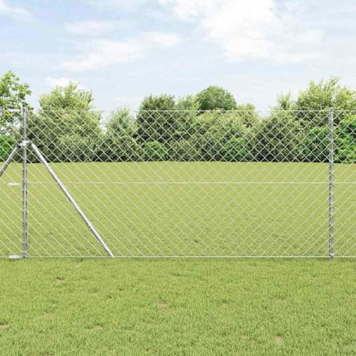 Clôture de jardin pour chien - Clôture de jardin avec poteaux en acier argenté - 1 x 10 m - Clôture extérieure pour animaux de compagnie - Pour terrasse, balcon, arrière-cour