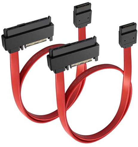 MEIRIYFA SAS 29Pin SFF-8482 Male to 7Pin SATA Male Hard Disk Drive Raid Cable Adapter Extension Cable with 15 Pin SATA Power Port (2Pcs, 0.5M)