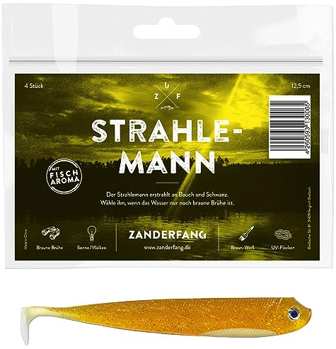 Zander Gummifische 12,5 cm – 24-teiliges Gummiköder Set in 6 fängigen Farben – Kunstköder für Zander, Hecht, Barsch & Dorsch – Weicher Gummi & hochfrequenter Lauf