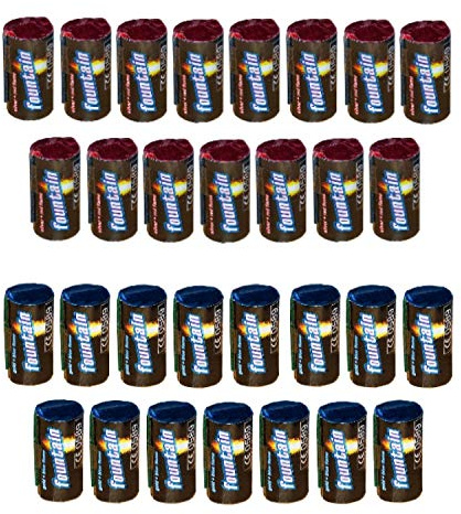 h2i Mini Vulkan | 30 St. | +/- 20 sek | Outdoor Leuchtfontäne mit Silber rot & blauem Funkenregen für Silvester, Halloween & Partys | Kinder & Jugendfeuerwerk | Ganzjahresfeuerwerk Kat 1
