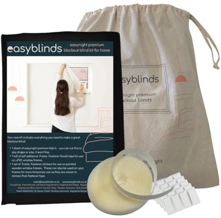 Easyblinds Easyblackout Store occultant avec Ruban adhésif, Noir, pour fenêtres jusqu'à 100x135cm, Autres Disponibles, Faire n’Importe Quelle Forme/Taille, Design breveté, Occultation complète