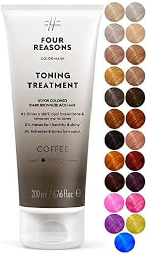 FOUR REASONS Farbmaske – Kaffee – (19 Farben) Tönungsbehandlung, farbgebende Spülung, tonisiert und verbessert farbbehandeltes Haar – semipermanente Haarfarbe, 6,76 fl oz