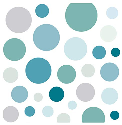Little Deco Wandsticker 86 Punkte Kinderzimmer Junge Kreise | Mint grau blau | viele Farben Wandtattoo Klebepunkte Wandaufkleber Dots bunt DL390
