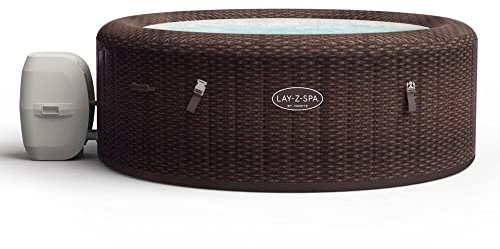 Lay-Z-Spa St Moritz Hot Tub, 180 AirJet Massage System Rattan Design Inflatable Spa with Freeze Shield Year Round Technology, 5-7 Person