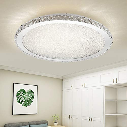 TFCFL 12/16/19.5 Crystal Flush Mount Ceiling Light Crystal Glass + Stainless Steel LED Ceiling Lighting Round Flush Mount Light Fixture Chrome 18 W 110V/60Hz Ultra Slim & Super Bright (16”)