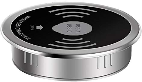 P Prettyia 3 in 1 Desk Embedded Wireless Charger, Wireless Charging Wireless Charging Pad，60MM(2.4 inch) Grommet Hole - 5W