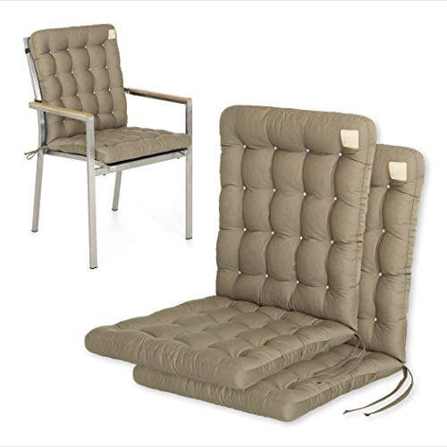 HAVE A SEAT Luxury | Gartenstuhlauflage Niedriglehner (2 St.) - Bequeme Sitzauflage Gartenstuhl - orthopädisch, wetterfest, waschbar bis 95° C - Made in Germany (2er Set - 100x48 cm, Goldbraun)