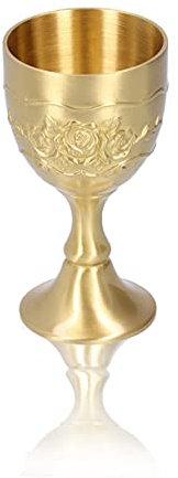 Hapivida Calice de Gobelet en Laiton Calice de Vin Gothique Médiéval Sculpture de Fleurs Exquises Vintage Dorée 10.6cm (L)