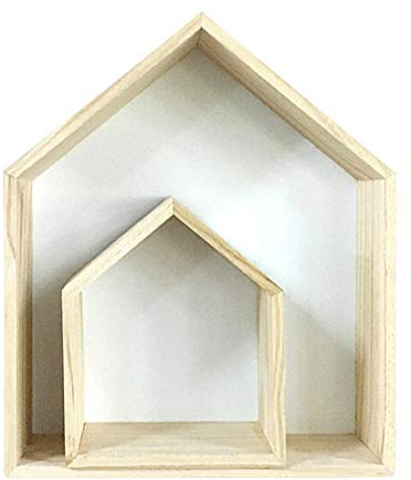 Alacritua 2-teiliges Set Holzbox Regalbox Hausform, Wandregal Wanddekoration, Hölzerne Schatten Cubby Box Display Regal für Kinderraum Dekoration Home Auslage Hängeregal