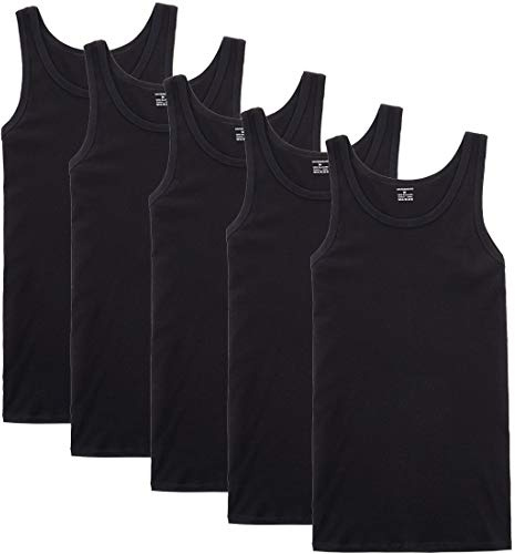 NUOZA 3/5-pack undertröja herr, tanktopp, många färger, 100 % högkvalitativ bomull, krymper inte, bleknar inte, ogenomskinlig, 5 x svart, 5XL