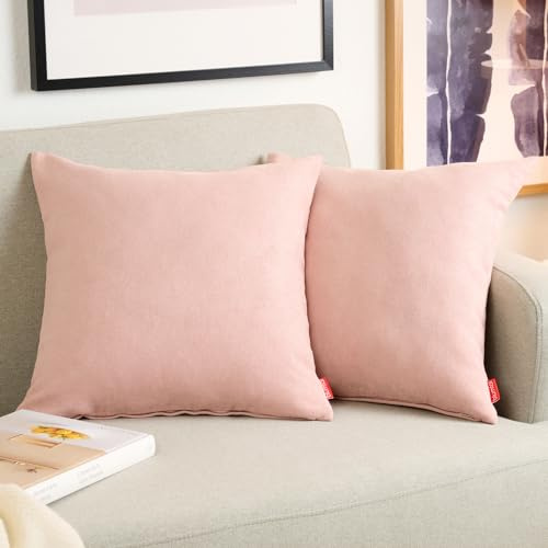 Blumtal 2er Set Kissenbezug 45x45 rosa - kuschelige Chenille Kissenbezüge mit verstecktem Reißverschluss, Oekotex Zertifizierte Kissenhülle für Deko-Kissen Sofakissen Polster & Zierkissen