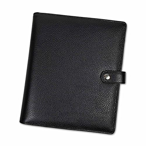 SinnWunder® Premium Ringplaner-Mappe mit 6 Ringen - nachfüllbar - aus geschmeidigem, italienischem Leder - Größe Din A5 - Farbe Schwarz