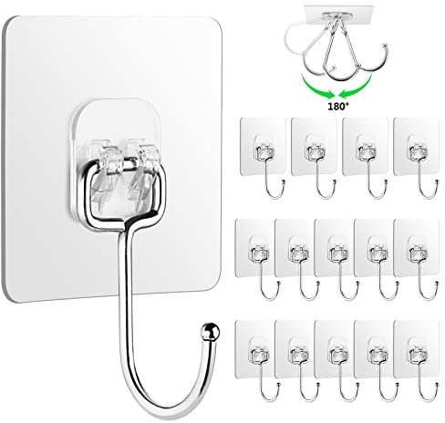 Ganci Adesivi YTTX, 15 pezzi ganci appiccicosi 44 libbre/20 kg (max) PVC Acciaio inossidabile 304, resistenti all'incollaggio, ideali per uso domestico