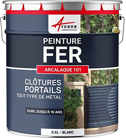 ARCANE INDUSTRIES Peinture métal et Fer pour Portail, Grille et Garde-Corps : Arcalaque 101-2.5 L Blanc - RAL 9003