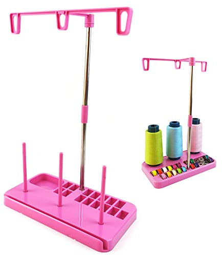 Supporto del basamento bobine filo, Da cucito in plastica supporto base,Per macchine da cucire per fai da te domestico, Ricamo, Cucito, Quilting e tagliacuci (Pink)