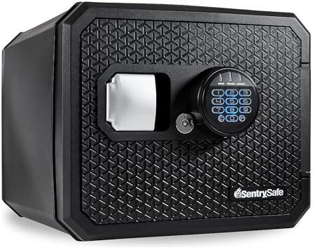 SentrySafe Fireproof and Waterproof Large Safe with Digital Keypad, Override Key, and Adjustable Shelf for Home, Dorm, or Office, 0.81 Cubic Feet, FPW082HSB