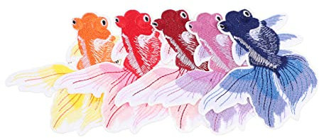 Ciieeo 5stücke Aufnäher Zum Aufbügeln Und Nähen Cartoon-goldfisch-stickerei-patches Applikationen Zum Verzieren Von Kleidungsstücken Taschen Und Schuhen
