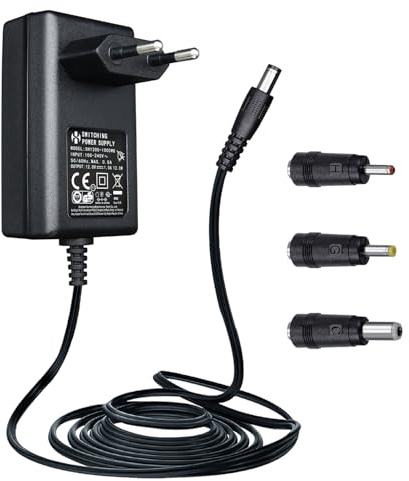 Adaptateur Secteur 12V 1A/1000mA, AC 100-240V 50/60Hz vers Chargeur Mural DC 12V 1A/1000mA 12W, Positif Central, câble 1.8m 20AWG pour Une Utilisation Stable et Flexible, 3 Accessoires Inclus