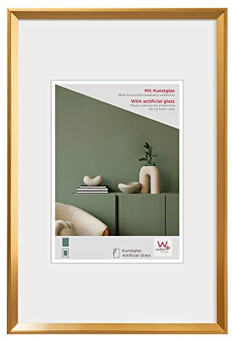 walther design Marco de fotos dorado 15 x 20 cm con cristal artístico, Marco de plástico Desire DEX520G
