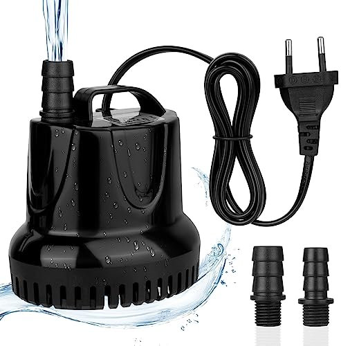 flintronic Pompa Acqua, Sommergibile Ultra-Silenzioso 25W 1200L/H Pompa per Acquario Fontane Acqua Sistemi di Circolazione per Terrari, Laghetto, Pesce Stagno,Ecc, Pompa Aspirante Inferiore