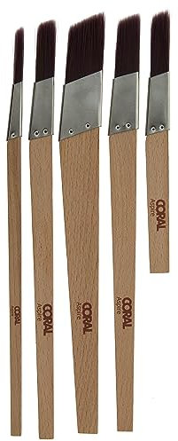 Coral Aspire 33749 Aspire Pinsel-Set mit abgeschrägtem Futter, professionelles festes Profil für schnelle, präzise Details, ultraglatte Oberfläche mit Emulsion oder Glanz, FSC-Holz, 0,6 cm, 1,3 cm,