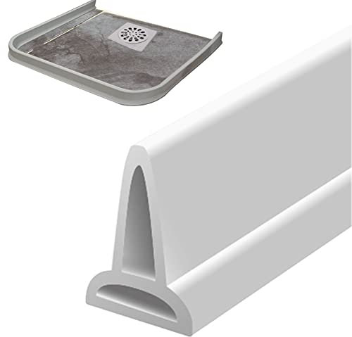 Fulenyi Schwallschutzleiste Dusche Faltbare Wasserstopper Dusche Gebogen Duschabsperrung für Küche, Toilette, Duschabtrennung (1, Weiß)