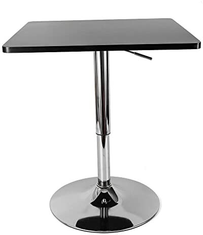LOYEMAADE Verstellbare Höhe Square Bar Tisch Stehtisch Bartische Bistrotisch Küchentisch Stehtisch MDF & Edelstahl Höhenverstellbar 70-90cm