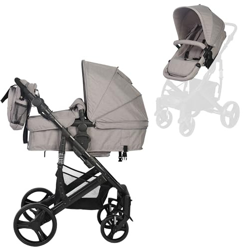 TORAL Carrito Bebe 2 en 1 - Cochecito Bebe Convertible y Versátil con Accesorios, Carro Bebe 2 Piezas, Elegante y Práctico Coche para Bebé, Ideal para Viajes y Paseos Urbanos. Modelo Corinto Gris