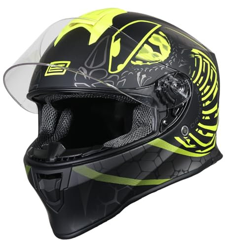 ORIGINE On Road Integral-Motorradhelm mit ECE-Belüftung (Fighter MATT Fluo Jaune-Noir, M)