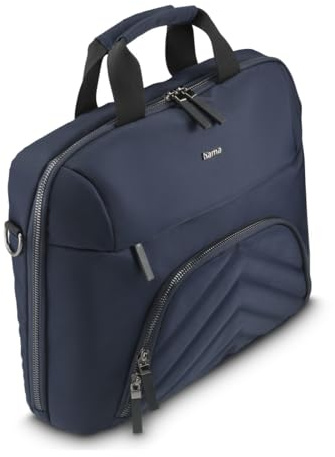 Hama laptopväska för 15,6–16,2 tum (lätt affärsväska som axelväska eller bärväska, notebookväska med två framfickor och arrangör, innerfack, surfplattefack, vadderat) mörkblå