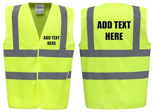 Brook Hi Vis, Hi Vis Safety Vest Custom Printed Personalised High Viz Waistcoats, Add Your Text To Front and Back, Brand Your Company Logo - Personalised High Vis Vest