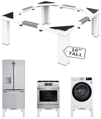 ANBase Heavy-Duty All Steel Laundry Pedestal 16 Height, Full size Universal Washing Machine Stand, Dryer Stand, Suitable for all Washer and Dryer Stand(White)