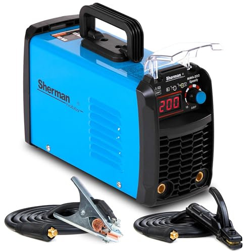 Sherman MMA 200 Speedy - 200A Inverter Elektroden Schweißgerät MMA mit WIG-Lift-Schweißmodus - ausgestattet mit Schweißschild und Hammer - IGBT-Technologie, Set: Solo
