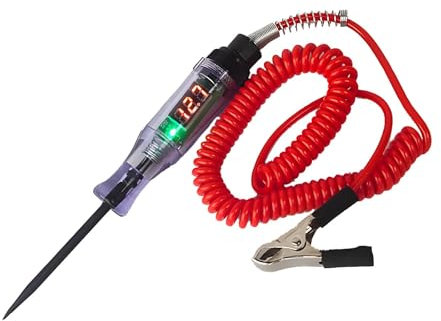 Voltage Circuit Tester for Car Truck, Insulated Repair Electrical Pen with Spring Wire Digital LED Display 3V 6V 12V 24V