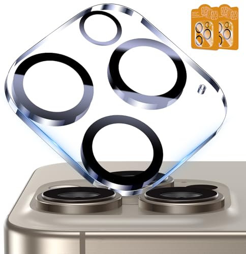 UM UNIQUEME per iPhone 15 Pro/15 Pro Max Protezione Fotocamera - 2 Pezzi Ultra HD 9H per Pellicola Fotocamera iPhone 15 Pro/15 Pro Max, Resistente ai Graffi, Stabile e Affidabile