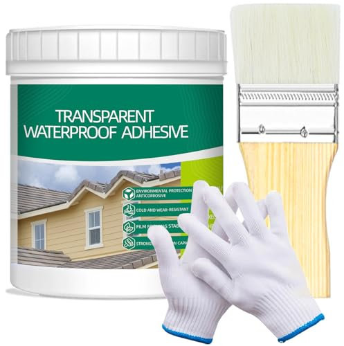 Qiveaory 500G/18Fl.oz Transparent Waterproof Coating Invisible Waterproof Agent Set with Indoor&Outdoor Insulating Sealant with Wooden Brush Cut Resistant Work Gloves