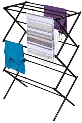 BLACK+DECKER Laundry Organization Expandable/Collapsible Clothes Drying Rack. Essential for Camping/Trailers or Anywhere You Air Dry Laundry. Oversized for Multiple Garments, (Black)